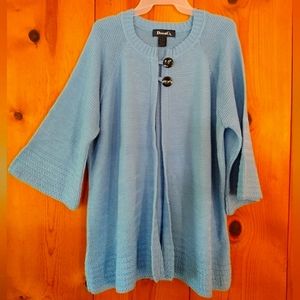 D&Co Raglan Open Front Cardigan w/Knit Tank Top Set